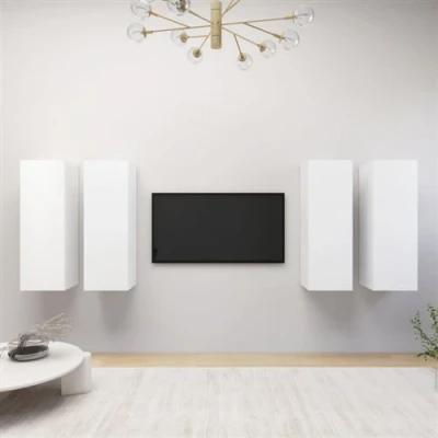 Afbeelding van vidaXL Tv meubelen 4 st 30,5x30x90 cm bewerkt hout wit