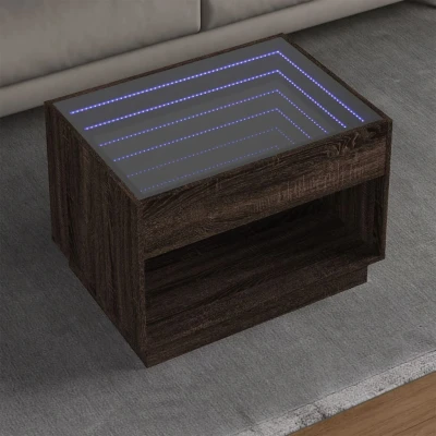 Afbeelding van Salontafel met Infinity LED 70x50x50 cm bruin eikenkleurig