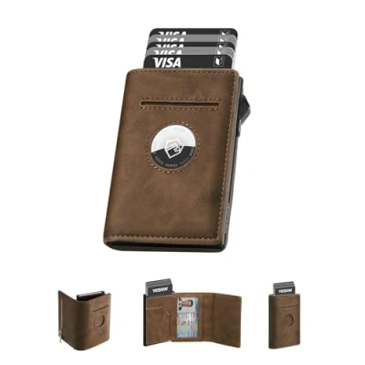 Afbeelding van YESIIW AirTag Leren herenportemonnee met RFID blokkering en creditcardhouder muntvak geldclip, B 003, Modern