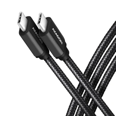 Afbeelding van AXAGON BUCM CM15AB HQ cable USB C &lt; &gt; C, 1.5m, 2.0, PD 60W 3A, ALU, braid, black
