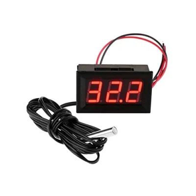 Afbeelding van FBBULES Digitale thermometer, 12 V, mini temperatuurtest met sonde, waterdicht, digitaal, temperatuurmeter, meter voor koelkast, aquarium, vriezers, rood