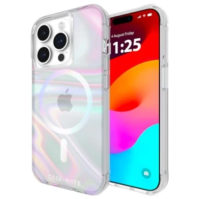 Afbeelding van Case Mate Soap Bubble MagSafe Backcover Apple iPhone 15 Pro Transparant, Fluorescerend compatible