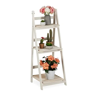 Afbeelding van Relaxdays plantentrap plantenrek bloementrap bloemenrek binnen &amp; buiten wit L