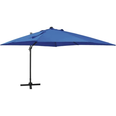 Afbeelding van Zweefparasol met paal en LED verlichting 300 cm azuurblauw