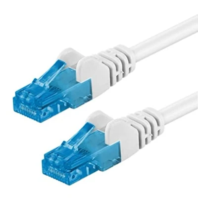 Image de goobay Cordon de raccordement RJ 45 (M) pour 1 m UTP CAT 6a sans halogène, crochet, bloqué blanc