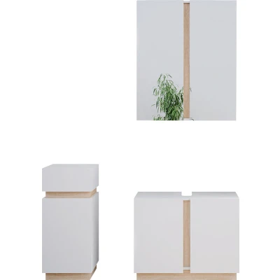 Afbeelding van Vicco Badkamermeubelset Gloria, Wit/Sonoma, 3 delen, met midi element