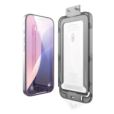 Afbeelding van elago Screen Protector van gehard glas compatibel met iPhone 16 Pro, 9H oppervlaktehardheid, anti vingerafdruk, krasbescherming, kristalheldere helderheid, bubbelvrij