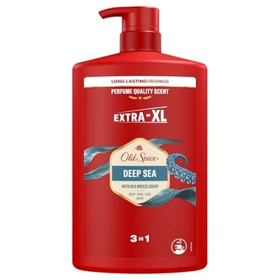 Afbeelding van Old Spice Deep Sea 3 in 1 douchegel en shampoo voor mannen, liter, frisse langdurige geur geurkwaliteit, haar gezicht