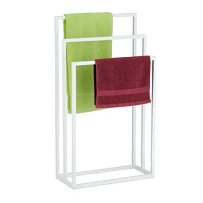 Afbeelding van Relaxdays Handdoekenrek 3 stangen staal wit 82,5 x 46 21 cm