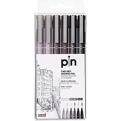 Afbeelding van Permanente markeerstift Uni Ball PIN 200(S) Zwart Grijs 6 Onderdelen