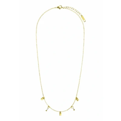 Afbeelding van Lucardi Dames Stalen goldplated Ketting met maansteen Staal Goudkleurig 45 cm