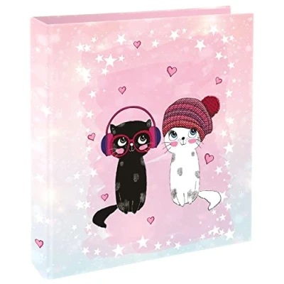 Afbeelding van goldbuch 35 299 map Music for Cats, ordner 28,5 x 32 5 cm, kunstomslag, hefboommap, roze map, kattenmotief, voor meisjes en jongens