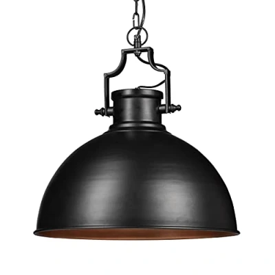 Afbeelding van Relaxdays hanglamp industriële stijl groot shabby look plafondlamp metaal E27 zwart