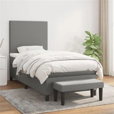Afbeelding van vidaXL Boxspring met matras stof donkergrijs 80x200 cm