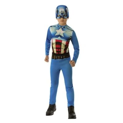 Afbeelding van Rubies Captain America kostuum voor jongens en meisjes met masker, basic kostuum, officiële Marvel licentie carnaval, verjaardag feestjes