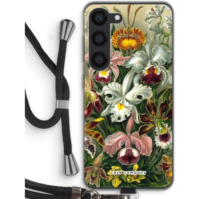 Afbeelding van Case Company® hoesje met Koord geschikt voor Samsung Galaxy S23 Haeckel Orchidae Telefoonhoesje Zwart Bescherming aan alle Kanten en Over de Schermrand