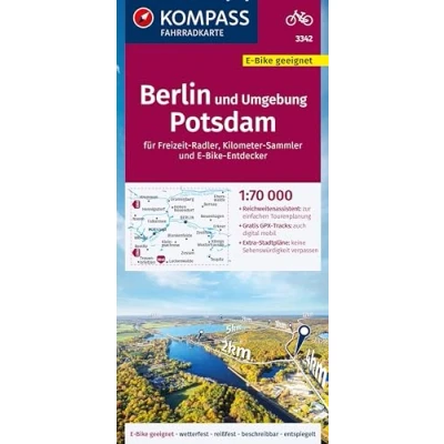 Afbeelding van KOMPASS Fahrradkarte 3342 Berlin und Umgebung, Potsdam 1:70.000