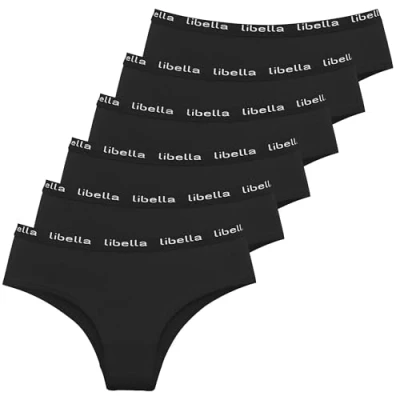 Afbeelding van Libella damesslips, katoen, sport, stretch, ondergoed, dames, 6 stuks, 3411, Zwart