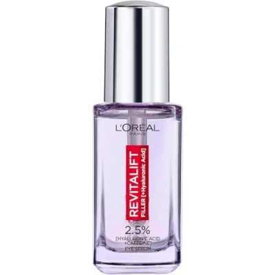 Afbeelding van L&#039;Oreal Paris Dermo Expertise Revitalift Filler Oogserum met hyaluronzuur en cafeïne, vult rimpels op corrigeert donkere kringen, drievoudige roll on, 20 ml (1 stuk)