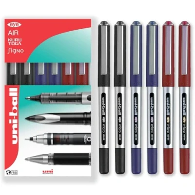Afbeelding van Uni ball Eye Micro Ub 150 gelpennen, 0,5 mm, 2 x zwart, blauw, rood, 6 stuks