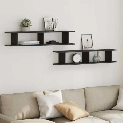Afbeelding van vidaXL Wandplanken 2 st 105x18x20 cm spaanplaat zwart eikenkleurig