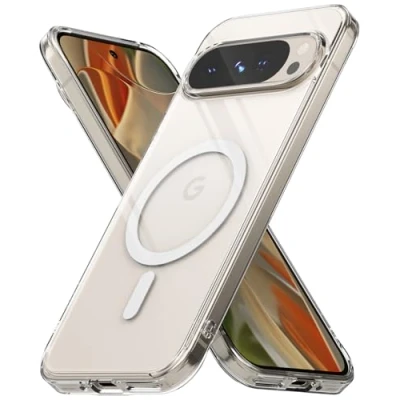 Afbeelding van Ringke Fusion Magnetic [MagSafe compatibel] ontworpen voor Pixel 9 Pro XL, transparante achterkant van hard polycarbonaat, schokbestendig, TPU, magnetisch opladen, accessoires, transparant
