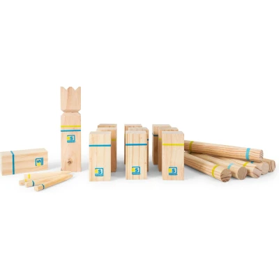 Afbeelding van BS Toys Kubb Werpspel Zweeds spel 2 tot 12 Spelers Buitenspeelgoed van Vurenhout volwassenen original Familiespel Buiten Speelgoed Buitenspel Spellen Tuin