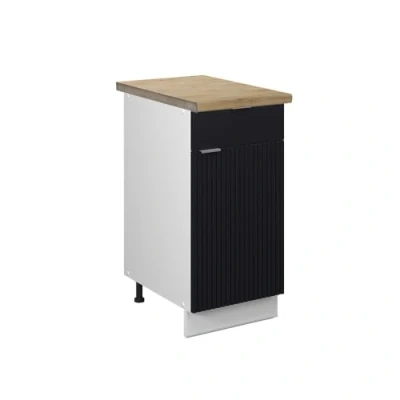 Afbeelding van Vicco Keukenonderkast Fame Line, Zwart gestreept/Wit, 40 cm , WB Eik