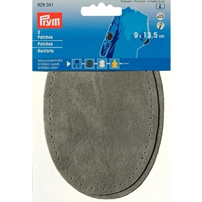 Afbeelding van Prym Imitatieleer fluwelen patches, Iron on, 9 x 13,5 cm, lichtgrijs, cm