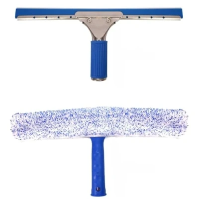 Afbeelding van TRIXES Professionele raamreinigingsset 35 cm rakel en microvezel ruitenreiniger 2 in 1 autoreinigingsset streepvrije combo voor ramen rubberen ruitenwissers
