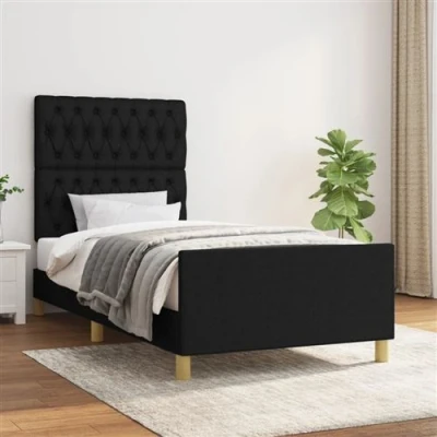 Afbeelding van vidaXL Bedframe met hoofdeinde stof zwart 100x200 cm