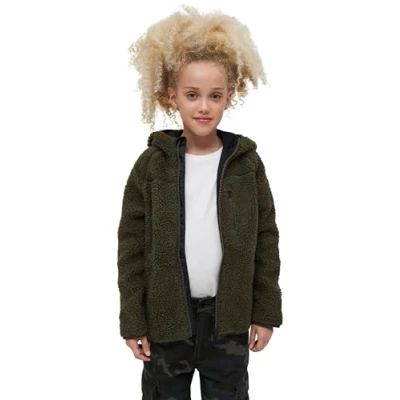Afbeelding van Brandit Teddyfleece Hood Kinder Jacket Kids 146/152 Groen
