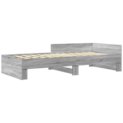 Afbeelding van Bedframe Led Massief Hout Wit 140X190 cm 90 x 200 / Grijs sonoma