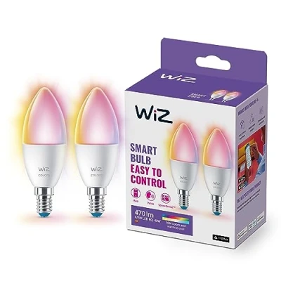 Afbeelding van WiZ Smart Kaarslamp 2 pack Gekleurd en Wit Licht E14