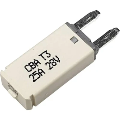 Afbeelding van Hansor Circuit Breaker Mini, type 3. Manual Reset, 25A CBA3 Series Zekeringautomaat standaard vlakzekering 25 A Wit 1 stuk(s)