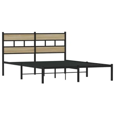 Afbeelding van vidaXL Bedframe zonder matras metaal sonoma eikenkleurig 135x190 cm