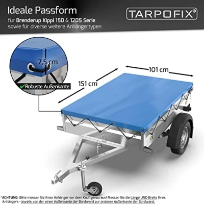 Afbeelding van Tarpofix® aanhangerzeil 150 x 100 cm met zeiltouw, plat pvc zeil, Brenderup versterkt voor autoaanhanger, RDA, beschermend zeil aanhanger