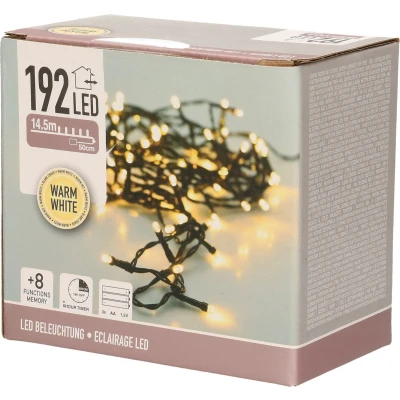 Afbeelding van Kerstverlichting op batterijen 15 meter (192 LEDs, Timer, Lichtprogramma&#039;s, Binnen/Buiten)
