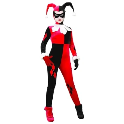 Afbeelding van Rubies Harley Quinn Kostuum Vrouw Rood, Zwart, Wit / Beige Medium Carnavalskleding Verkleedkleding