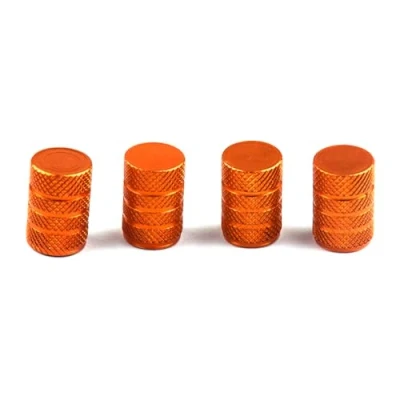Afbeelding van Lot de 4 bouchons valve pneu universels en métal anti poussière pour roue rechange Orange
