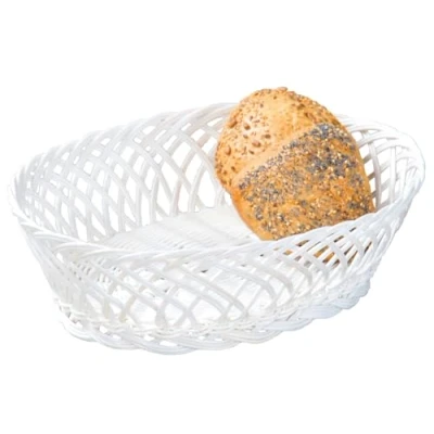 Afbeelding van Kesper Brood/fruit mandje gevlochten kunststof wit ovaal L31 x B23 H13 cm broodmandjes serveermandjes fruitmanden