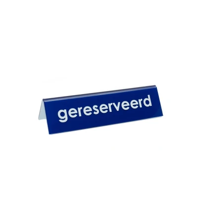 Afbeelding van Gereserveerd Bordje / Acrylglas Tafelbordje Type GMA Blauw