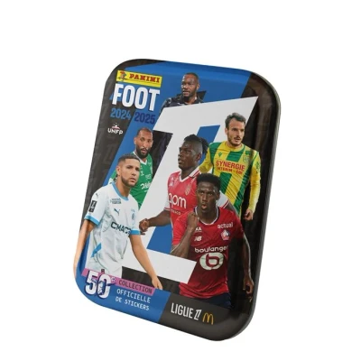 Image de Boîte en métal avec cartes à collectionner Panini Foot 2024 2025 Ligue 1 McDonald&#039;s
