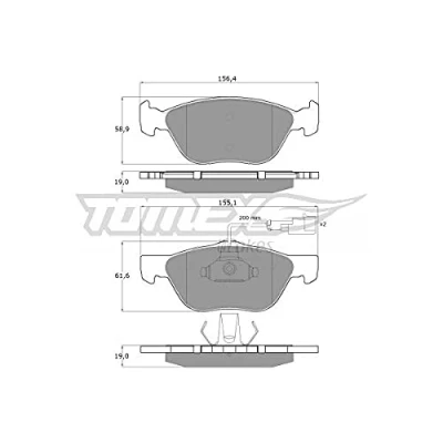 Afbeelding van TOMEX brakes TX 11 84 Remblokkenset Vooras Incl. slijtage waarschuwingscontact ALFA ROMEO: 147, Spider, GT, FIAT: Punto II Hatchback, Marea Weekend