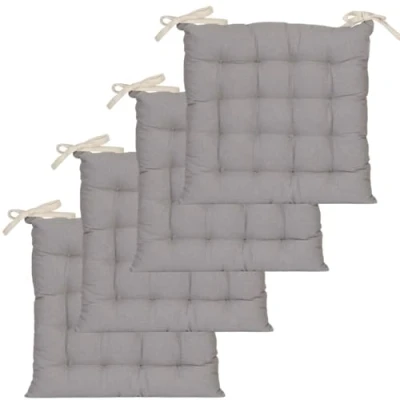 Afbeelding van Atout Ciel Lot de 4 Galettes Chaise carrées Bicolores 40x40cm, Beige/Gris
