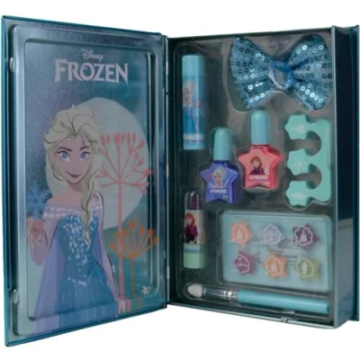 Afbeelding van Lip Smacker Frozen beautyboek van tin, magisch beautyboek, geïnspireerd op verborgen rood en lippenbalsem, glinsterende crèmes lak, haaraccessoires make up inbegrepen