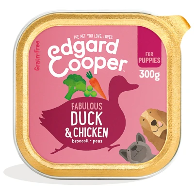Afbeelding van Edgard&amp;Cooper Kuipje Duck Chicken Puppy Hondenvoer Eend Kip Broccoli 300 g Graanvrij
