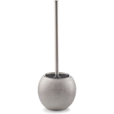 Afbeelding van Zeller WC/Toiletborstel houder glitter zilver keramiek D12 x 34 cm