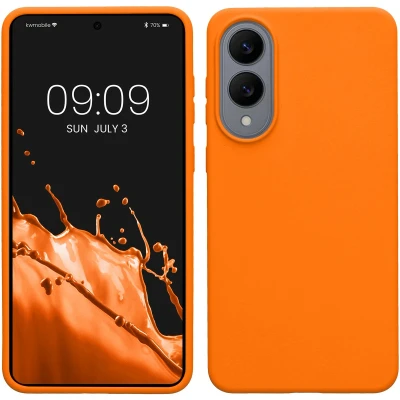 Afbeelding van kwmobile telefoonhoesje geschikt voor Samsung Galaxy S25 Edge Hoesje met siliconen coating Smartphone case in fruitig oranje