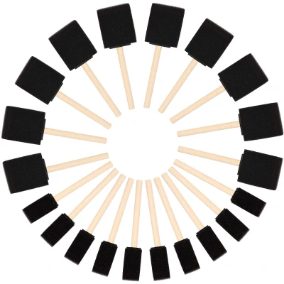Afbeelding van Kurtzy Schuimen Verf kwasten (20pak) Twee Maten Houten Handvat Spons Set Gereedschap Voor Acryl, Olie, Stain en Waterverf Kunst Hobby Materiaal Volwassenen